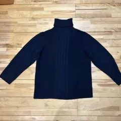 値下げships ネイビー タートルネック　ニット