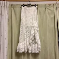 ホワイト レース ロングスカート