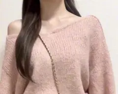 オフショルダー ニットセーター