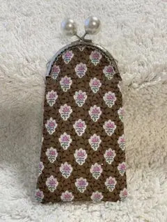 がま口　お財布　メガネケース　ポーチ　ペンケース　ハンドメイド♥️ブラウン