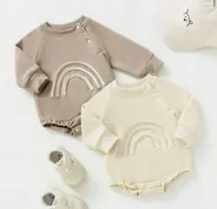虹刺繍ロンパース2点セット 80センチ