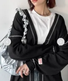 【クラシカルエルフ】配色ステッチVネックワッフルカーディガンのサムネイル