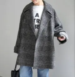 スピックアンドスパン ウールダブルブレストピーコート ブラウン スピックアンドスパンウールコートブラウン