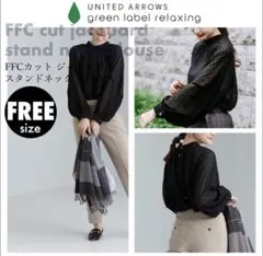 ★グリーン レーベル リラクシング★ジャガード スタンドネック ブラウス