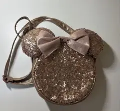 ミニーマウス スパンコールショルダーバッグ（ピンクゴールド）