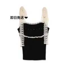 Lil lace knit tops Andmary アンドマリー ANDMARY Lil lace knit tops black - メルカリ