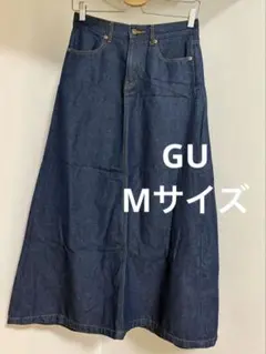 GU Mサイズ デニムロングスカート インディゴブルー