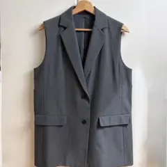 【美品】グレー M ロングジレ セットアップ可能 UNIQLO ベスト