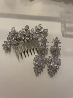 ウェディング　ヘッドドレス&ピアスセット