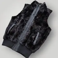 希少●ミンク 毛皮 リアルファー ベスト ブルゾン 黒　ブラック ジップ