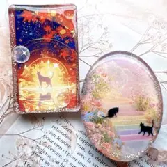 レジン ヘアゴム 2個セット 猫 No.757