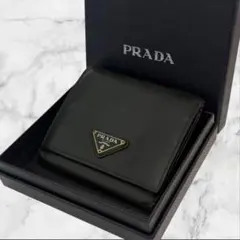 極美品✨ PRADA プラダ 三つ折り財布 サフィアーノ 三角ロゴ