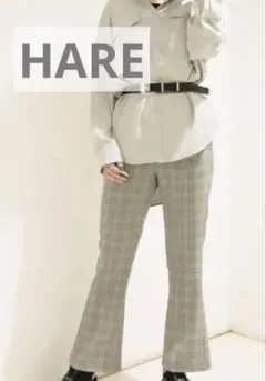 HARE フレアパンツ チェックM