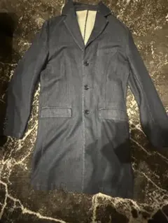 ダークブルー チェスターコート 3つボタン