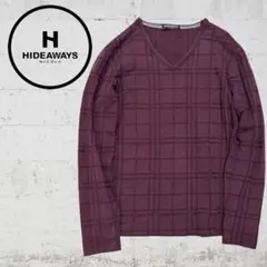 HIDEAWAYS NICOLE　チェック柄 ワインレッド 長袖カットソーのサムネイル