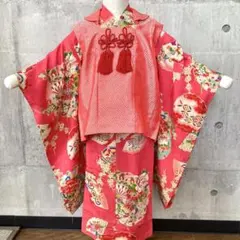 七五三 着物 2〜3歳 お宮参り アンティーク 女の子 子供着物 4点フルセット 七五三 着物 2〜3歳 お宮参り アンティーク 女の子 子供着物 4点フル