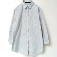 AZUL by moussy ストライプ七分袖シャツ M ブラウス トップス