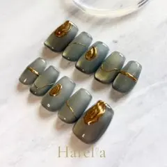 ネイルチップ 微粒子マグネット 青 ブルー 推しカラー ミラーアート 大人ネイル