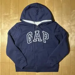 GAP 裏ボア フルジップパーカー Mサイズ ネイビー アーチロゴ