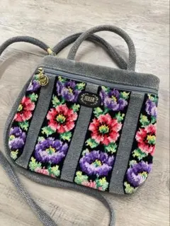 FEILER フェイラー 2way ショルダーバッグ グレー 花柄 シュニール織