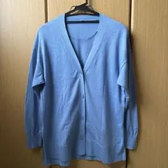 UVカットＶネックロングカーディガン　ユニクロ　ブルー　レディースＭ