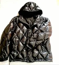オールドユニクロ　プレミアムダウンジャケット XL ブラック　ダイヤキルト　光沢
