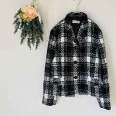 レディース ジャケット コート / ツイード チェック ウール Lサイズ