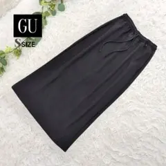 美品❗️ラク履き❗️伸縮性◎【GU】リブナロースカート 黒 ウエストゴム Sのサムネイル