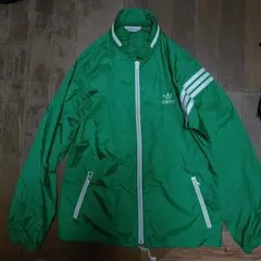 adidasアディダス90sビンテージ日本製フルジップナイロンジャケット緑S中古