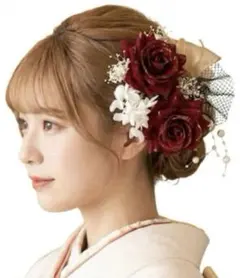 薔薇の髪飾り❤︎成人式髪飾り 振袖 和装 ＊ワインレッド＊