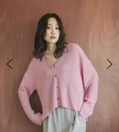 新品半額 グローバルワーク ミニブークレVネック カーディガン L 春夏 ピンク