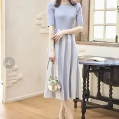 新品　トッコクローゼット 前後２ＷＡＹ配色ラメ入プリーツニットワンピースピンク