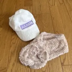 J.LOGAN ファーキャップ ホワイトとファーマフラーのセット