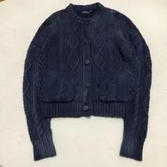 ポロラルフローレン　現行ケーブルニット　カーディガン　ネイビー　ざっくり編み