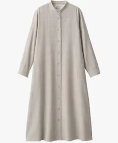 無印良品 両面起毛フランネルスタンドカラー長袖ワンピース