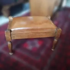 ヴィンテージ　木製　レザー　フットレスト　オットマン　スツール