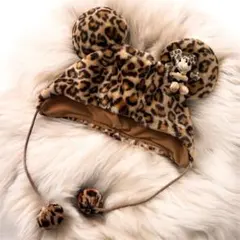 ぴょん様 極美品✨ ディズニーファンキャップヒョウ柄 ミニー 耳付き ぬいぐるみ