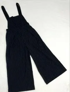 最終価格【日本織物中央卸商業連合組合】ストライプ サロペット ワイドパンツ　Lのサムネイル