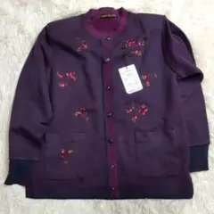 花刺繍 立体刺繍 レトロ ニットカーディガン 90s 古着 ヴィンテージ