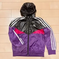 adidas アディダス フード付きウインドブレーカー パープル 120