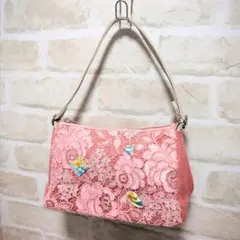 ★Think Bee!【シンクビー】ワンハンドル 花柄レース ハンドバッグ 美品
