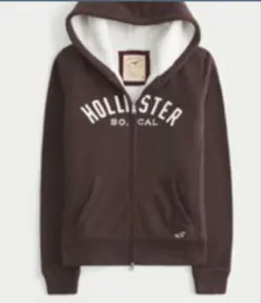 シェルパ裏地付きジップアップロゴグラフィックフーディー