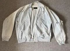 ZARA 薄い青 ダメージ加工 ジップアップジャケット