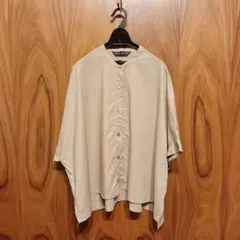 ミズイロインド 25ss スタンドカラーワイドシャツ ライトグレー 