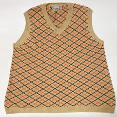 Thomas Burberry アーガイル ニットベスト ジレ 茶のサムネイル