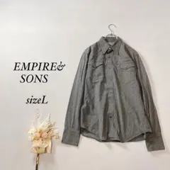 エンパイアアンドサンズ シャツ長袖 胸ポケット コットン【L】グレー kd108