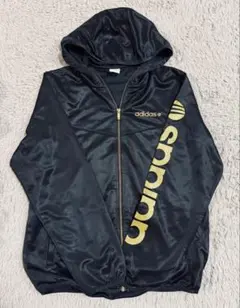 値下げ中【美品】adidas アディダス　フード付きジャージ　黒メンズＭサイズ