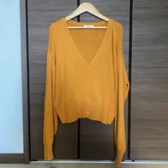 カーディガン 春 薄手ニット オレンジ M