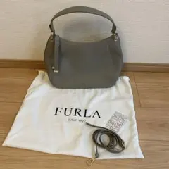 FURLA シエナ ホーボー 2way ショルダーバッグ グレージュ シボ革のサムネイル