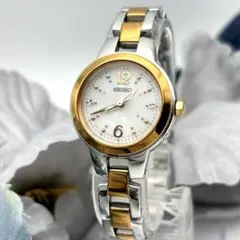 【美品】セイコー ルキア 電波ソーラー レディース腕時計 ドレスウォッチ コンビ